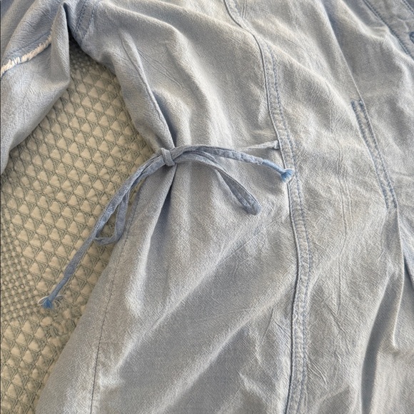 We The Free Washed Denim Side Tie Chambray Button Down Blouse - Picture 6 of 10